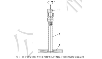 用于测定锁定鲁尔半刚性锥头护帽旋开扭矩的试验装置示例